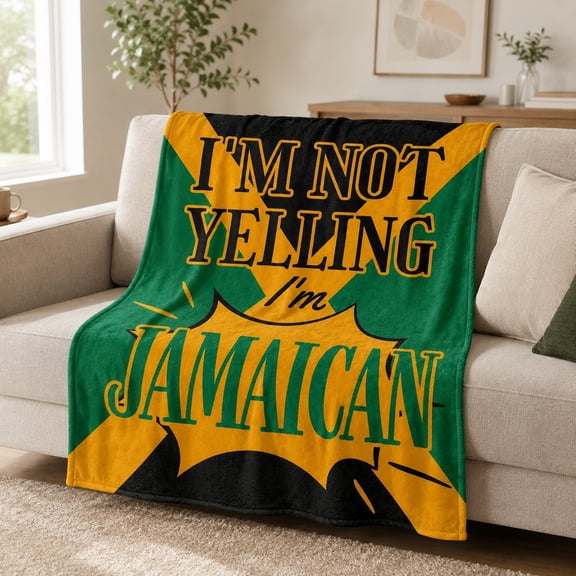 Jamaican Pride Fleece Throw Blanket, 280 GSM Polyester, Flag-Inspired Gift