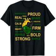 Jamaican Pride T-Shirt for Men and Women | Black Large | Jamaican Heart Design