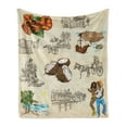 thumbnail image 1 of Jamaican Soft Flannel Fleece Throw Blanket, Hand Drawn Illustrations of Elements from Caribbean Cultures Old Paper Effect, Cozy Plush for Indoor and Outdoor Use, 50" x 60", Multicolor, by Ambesonne, 1 of 6