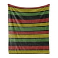 thumbnail image 1 of Jamaican Soft Flannel Fleece Throw Blanket, Knitted Effect Rastafarian Stripes Abstract Caribbean Culture Elements Tropical, Cozy Plush for Indoor and Outdoor Use, 50" x 60", Multicolor, by Ambesonne, 1 of 6