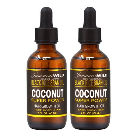 Jamaican Wild Black Rice Bran Oil Coconut Oil 2oz (Pack of 2)