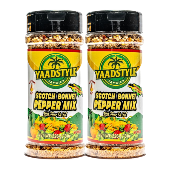 Jamaican YaadStyle Scotch Bonnet Pepper Mix with Fleur De Sel 8oz Pack of 2