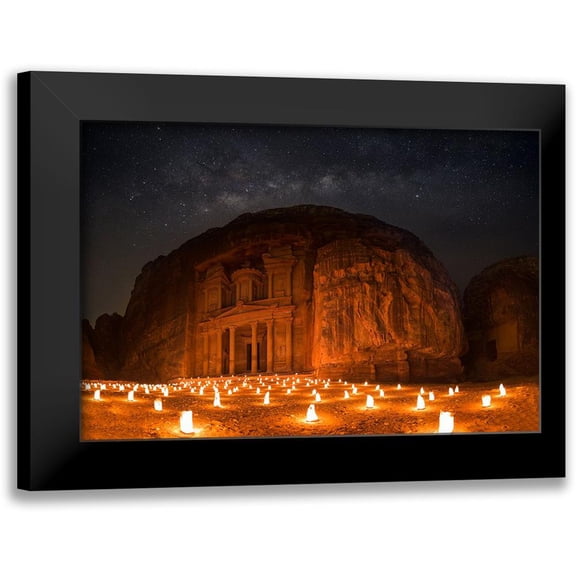 Jamal, Khalid 18x13 Black Modern Framed Museum Art Print Titled - Petra By Night