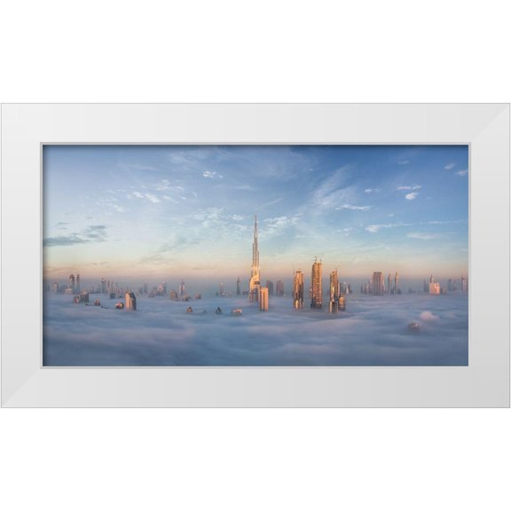 Jamal, Khalid 32x19 White Modern Wood Framed Museum Art Print Titled - Sinking In Fog