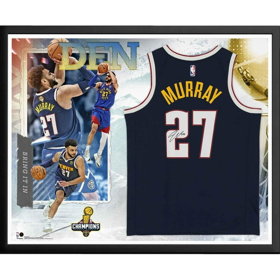 Jamal Murray Denver Nuggets 2023 NBA Finals Champions Framed Autographed Navy Icon Edition Swingman Jersey Collage - Fanatics Authentic Certified
