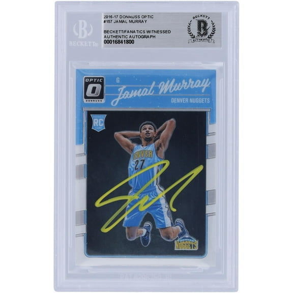 Jamal Murray Denver Nuggets Autographed 2016-17 Panini Donruss Optic Rated Rookie Yellow Ink #157 Beckett Fanatics Witnessed Authenticated Rookie Card - Fanatics Authentic Certified