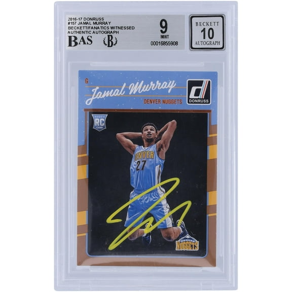 Jamal Murray Denver Nuggets Autographed 2016-17 Panini Donruss Rated Rookie Yellow Ink #157 Beckett Fanatics Witnessed Authenticated 9/10 Rookie Card - Fanatics Authentic Certified