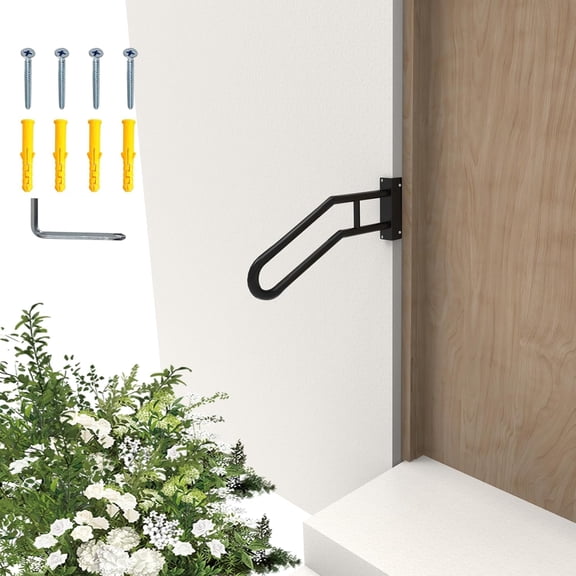 Jamb Mount Handrail for Outdoor Step-1-3 Step Waterproof Stairs Railing-Side Mount Deck Hand Rails for Elderly-Porch Railing-Staircase Grab Rail-U-Shape Safety Handle for Mobile Home/Short Stairway