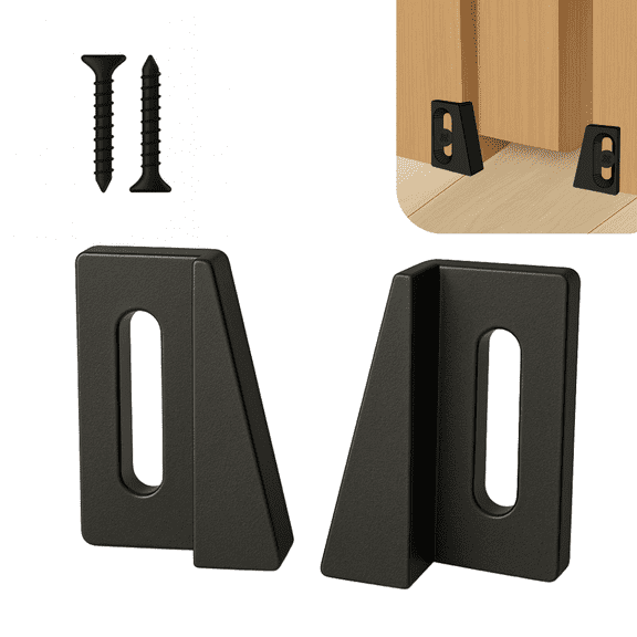 Jamb Mounted Pocket Door Bottom Guide Bracket - 3 Pairs (Black)