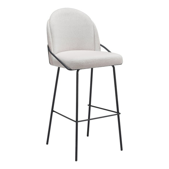 Jambi Barstool Ivory Barstool, Modern Style, Shearling style fabric, Plywood, Indoor Bar