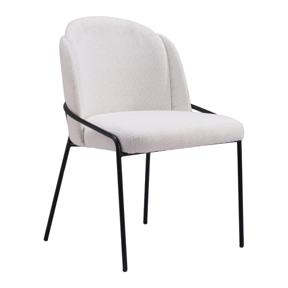 Jambi Dining Chair Ivory Dining Chair, Modern Style, Shearling style fabric, Plywood, Indoor Dining