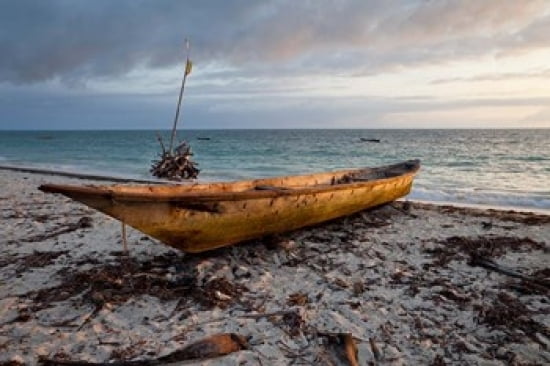 Jambiani Zanzibar Tanzania Canoe on the Beach at Sunrise Canvas Art - Charles O Cecil DanitaDelimont (19 x 12)