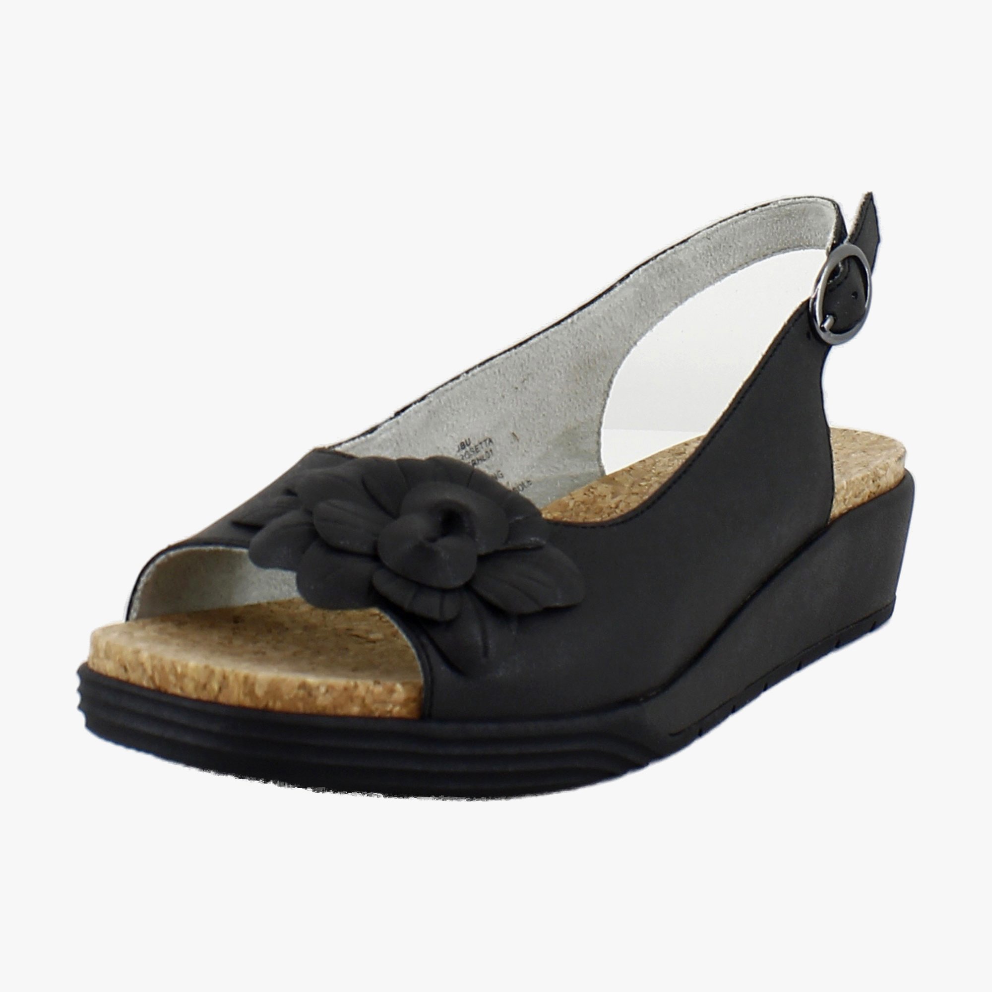 JBU Women's Ramy Mary Jane Flat - Black Shimmer, Memory Foam, Hook & Loop Strap | APMA Approved Comfort Shoes