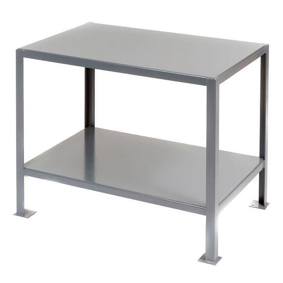 Jamco Products 502171 Stationary Machine Table with 2 Shelves - Steel Square Edge - 24 x 18 in. - Gray