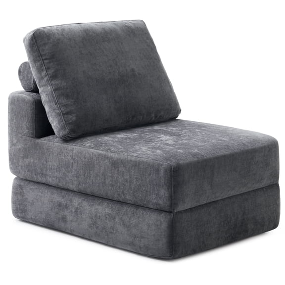 Jamdok Convertible Folding Sofa Bed with Pillow,Supportive Armless Sleeper Chair, High Density Foam, Living Room,Bedroom,Guest Use,Home Office,Apartment,Dark Grey