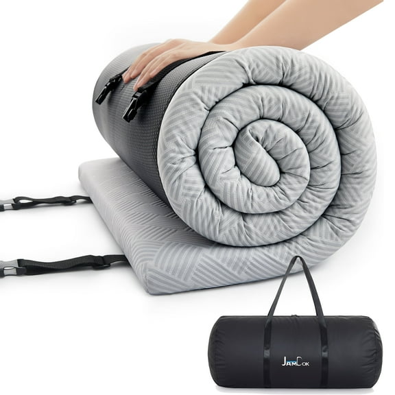 Jamdok Camping Mattress for Hot Sleeper, Waterproof Cooling Cover, Roll Up Foam Sleeping Pad with Storage Bag,Cot Mattress Topper for Summer Camping, Hiking,Car,Tent,Travel(75 x 30 x 2 inches)