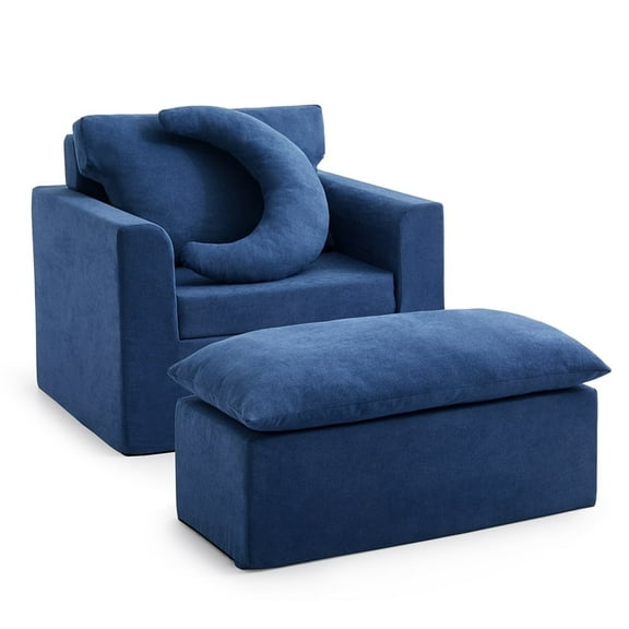 Jamdok Foam Bean Bag Chair with Ottoman,No Assembly Required,Modern Accent Chair,Single Sofa Lounge, Comfortable Arm Chair for Living Room,Bedroom,Home Office