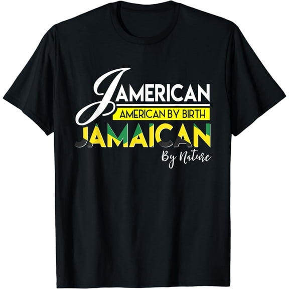 Jamerican Jamaican American Pride Flag Colors Unisex Casual Graphic T-Shirt