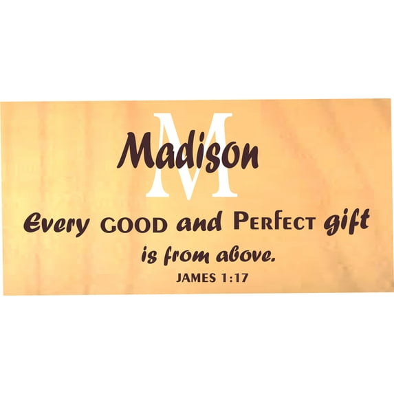 James 1:17 Bible Verse Religious Customized Wall Decal - Custom Vinyl Wall Art - Personalized Name - Baby Girls Boys Kids Bedroom Wall Decal Room Decor Wall Stickers Decoration Size (12x20 inch)