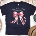 thumbnail image 1 of James 1:17 Bible Verse T-Shirt, Every Good Gift Comes from Above Bow Tee, Navy, Size 5XL, 1 of 6