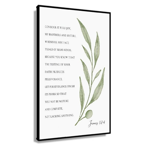 James 1 2-4 Bible Verse Print Botanical Scripture Wall Art for Christian Home, Baptism Gift, Behold It Pure Joy Poster Landscape Paintings Living Room