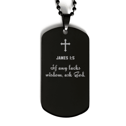 James 1:5 Necklace, Bible Verse Dog Tag Necklace, If any lacks wisdom ask God
