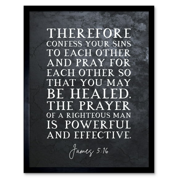 James 5:16 Pray For Each Other So That You May Be Healed Christian Bible Verse Quote Scripture Typography Art Print Framed Poster Wall Decor 12x16 inch