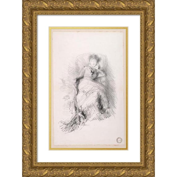 James Abbott McNeill Whistler 11x14 Gold Ornate Wood Frame and Double Matted Museum Art Print Titled - Study (1878)