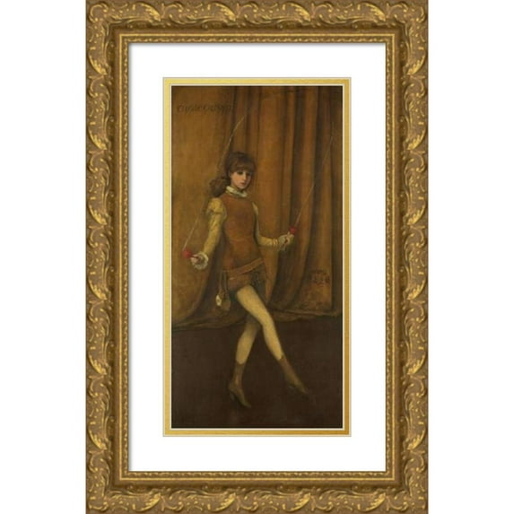 James Abbott McNeill Whistler 11x18 Gold Ornate Wood Frame and Double Matted Museum Art Print Titled - Harmony in Yellow and Gold-The Gold Girl-Connie Gilchrist (ca. 1876-77)