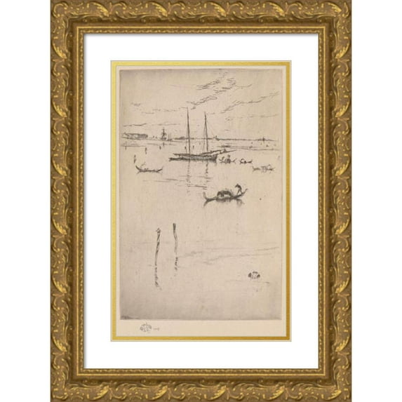 James Abbott McNeill Whistler 13x18 Gold Ornate Wood Frame and Double Matted Museum Art Print Titled - The Little Lagoon (ca. 1879-1880)