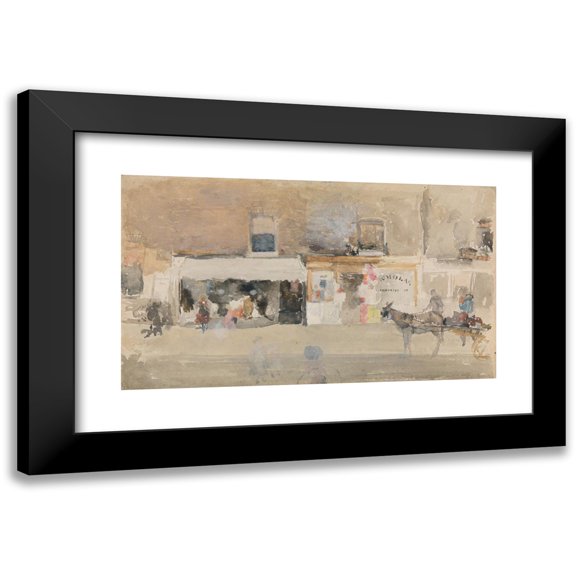 James Abbott McNeill Whistler 14x10 Black Modern Framed Museum Art Print Titled - Street Scene in Chelsea (ca. 1888)