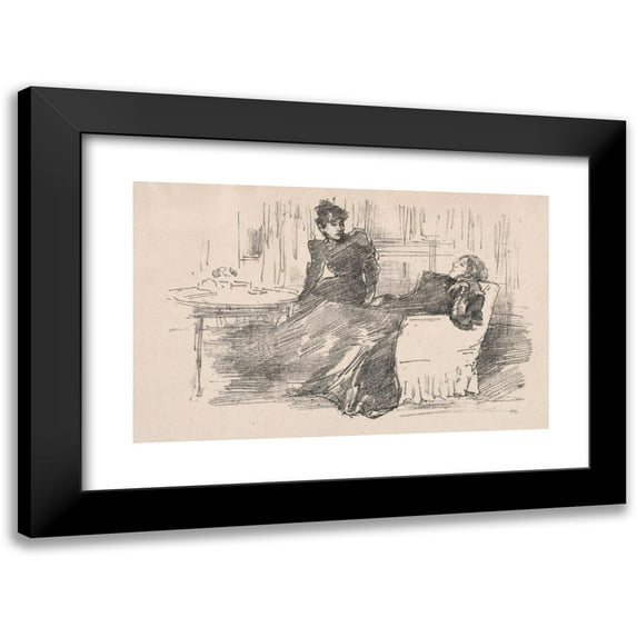 James Abbott McNeill Whistler 14x11 Black Modern Framed Museum Art Print Titled - The Sisters (1894)