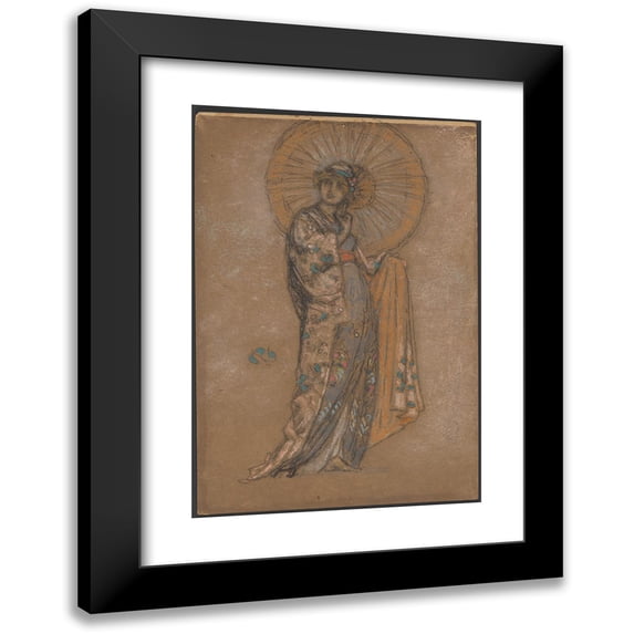James Abbott McNeill Whistler 14x18 Black Modern Framed Museum Art Print Titled - The Japanese Dress (ca. 1888-1890)