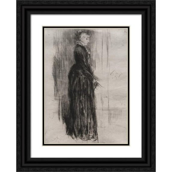 James Abbott McNeill Whistler 14x18 Black Ornate Wood Framed Double Matted Museum Art Print Titled - Little Velvet Dress (1873)