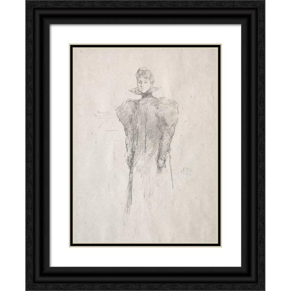 James Abbott McNeill Whistler 14x18 Black Ornate Wood Framed Double Matted Museum Art Print Titled - The Medici Collar (1897)