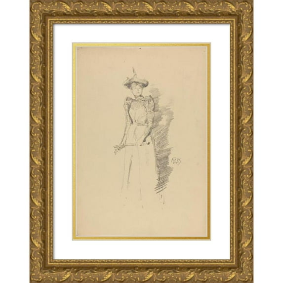 James Abbott McNeill Whistler 14x18 Gold Ornate Wood Frame and Double Matted Museum Art Print Titled - Gloves of Sweden (1890)