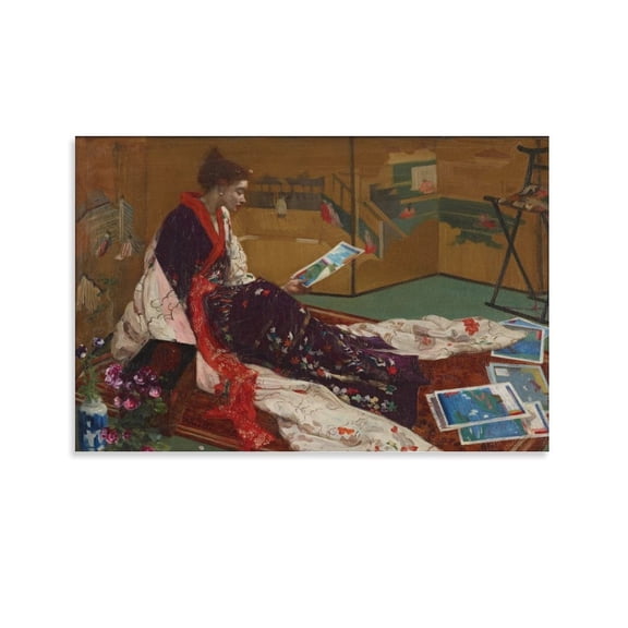 James Abbott McNeill Whistler-The Golden Screen Artworks Picture Print Poster Wall Art Painting Canvas Gift Decor Home Posters Decorative 12x18inch(30x45cm)