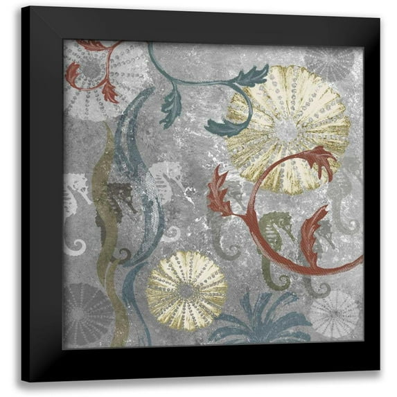 James, Andrea 12x12 Black Modern Framed Museum Art Print Titled - Seahorse Collage I