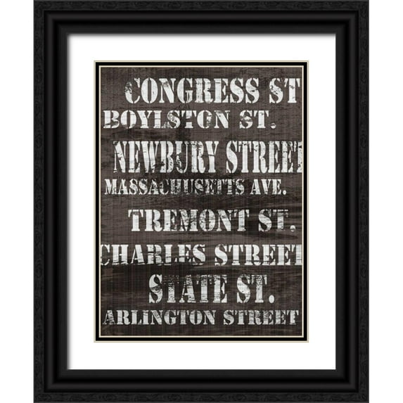 James, Andrea 12x14 Black Ornate Wood Framed with Double Matting Museum Art Print Titled - Streets of Boston I