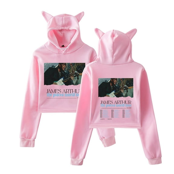 James Arthur Cat Ear Fashion Trendy Women's Short Hoodie Sportswear