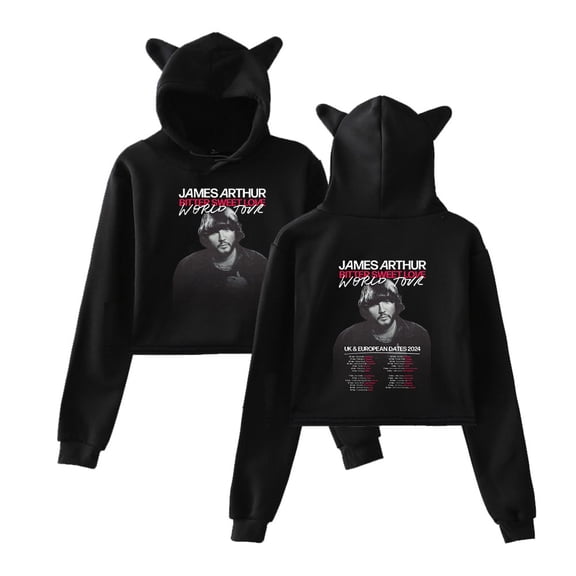 James Arthur Cat Ear Fashion Trendy Women's Short Hoodie Sportswear