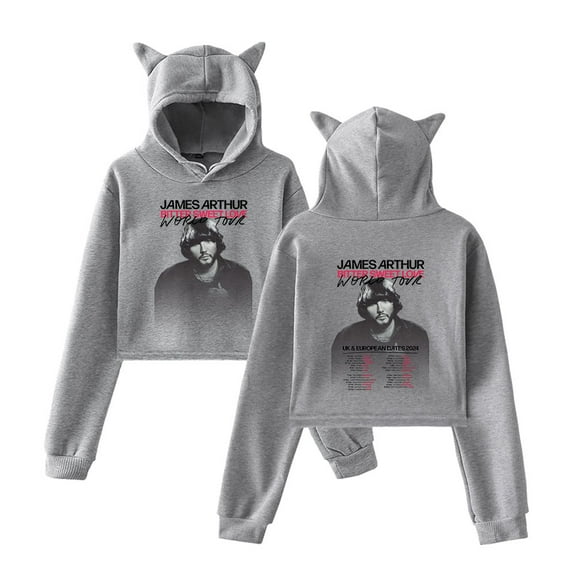 James Arthur Cat Ear Fashion Trendy Women's Short Hoodie Sportswear