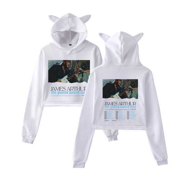 James Arthur Cat Ear Fashion Trendy Women's Short Hoodie Sportswear
