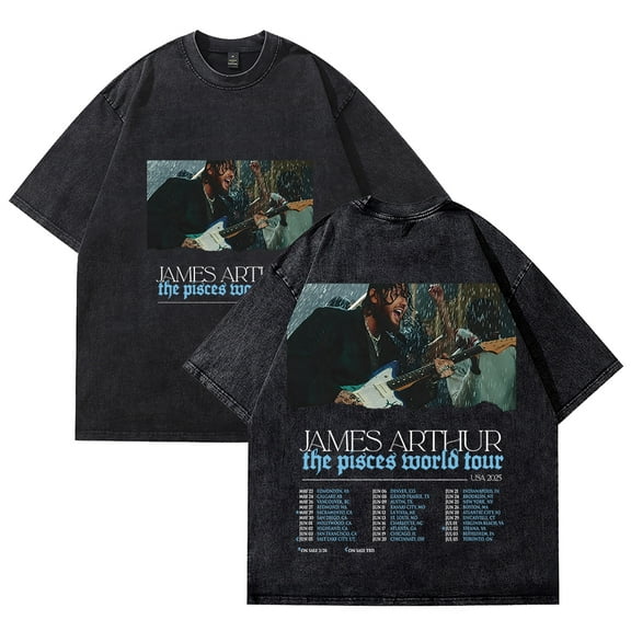James Arthur Merch Retro washed T-shirt design for men and women, fashionable cotton short sleeved top