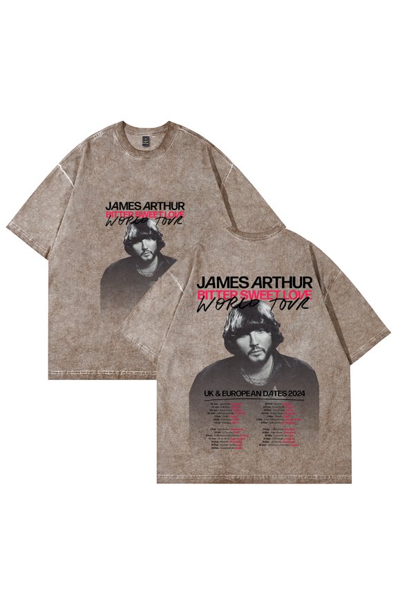 James Arthur Merch T-shirt Vintage Washed Design Unisex Cotton Short Sleeve Top