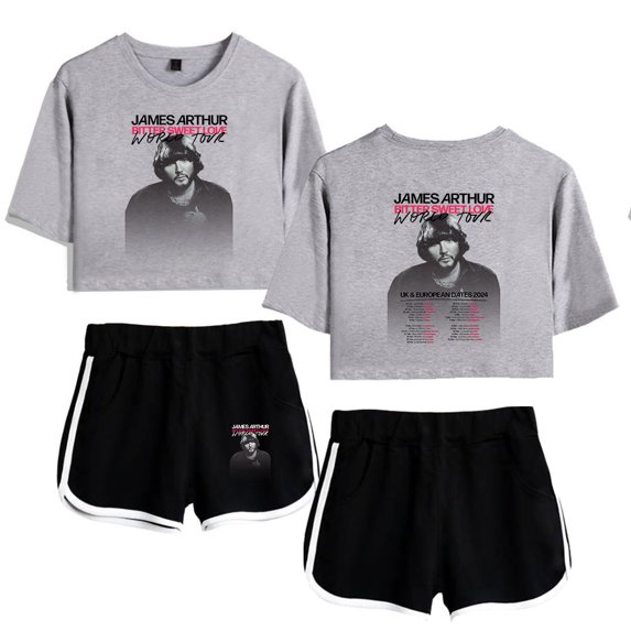 James Arthur Summer street retro casual women's short sleeved shorts set