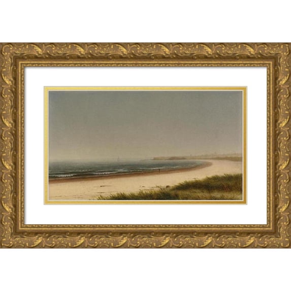 James Augustus Suydam 18x12 Gold Ornate Wood Frame and Double Matted Museum Art Print Titled - Beach Scene, Newport (1860)