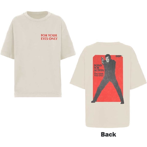 James Bond 007 Unisex T-Shirt For Your Eyes Only Bond For Action (Back Print) (Small)