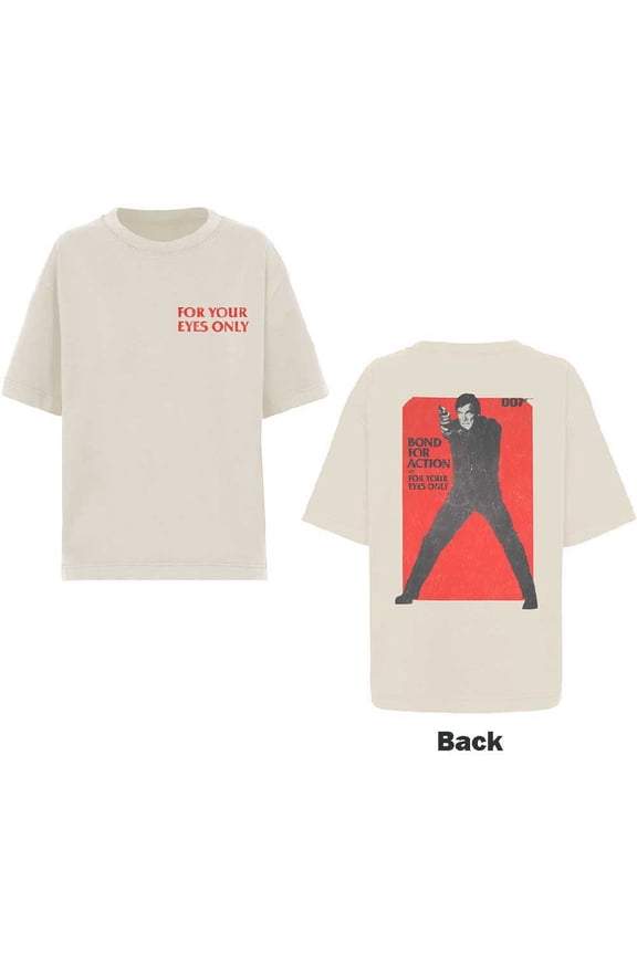 James Bond 007 Unisex T-Shirt For Your Eyes Only Bond For Action (Back Print) (Small)