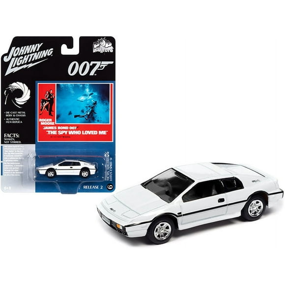 James Bond's Iconic Lotus Esprit S1 White from "The Spy Who Loved Me" (1977) - 1/64 Diecast Model Car by Johnny Lightning